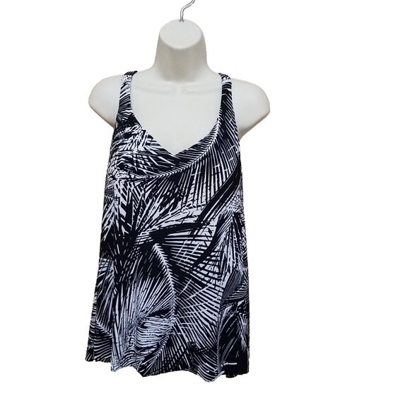 Aqua Green Women's Racerback Tankini - Black-White Padded Small/Medium Top - Picture 1 of 11